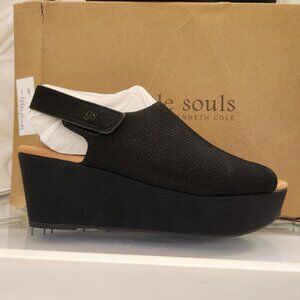 gentle souls Black Wedge Sandals